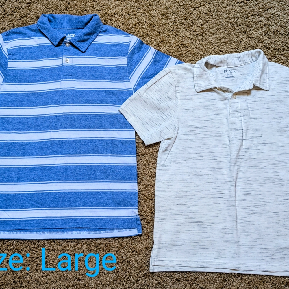 Blue and White Striped Kids Polo Shirt
